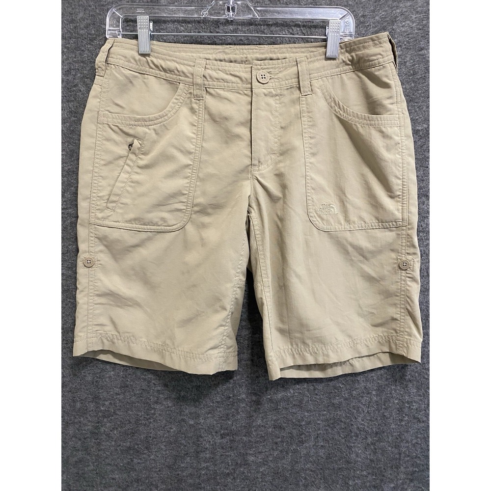 The North Face Horizon Shorts Womens 6 Beige Nylon Ripstop‎ Roll up Cuffs Hiking